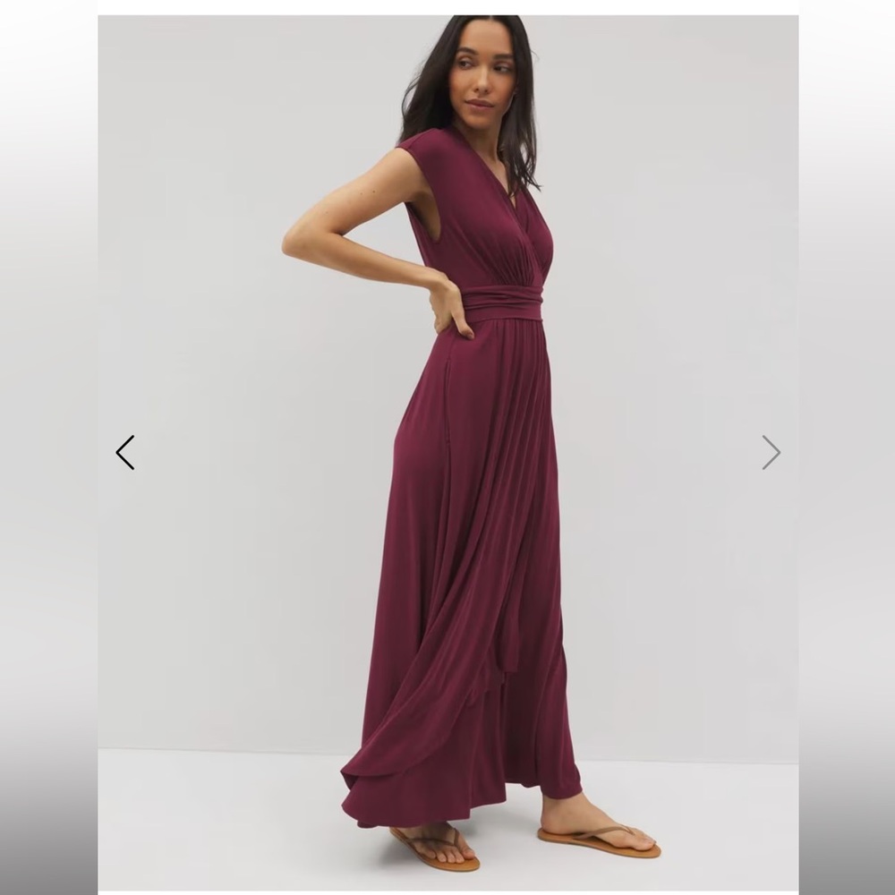 Soma dark red plum Maxi Dress built in bra and pockets NWT serenity small S - Picture 2 of 12